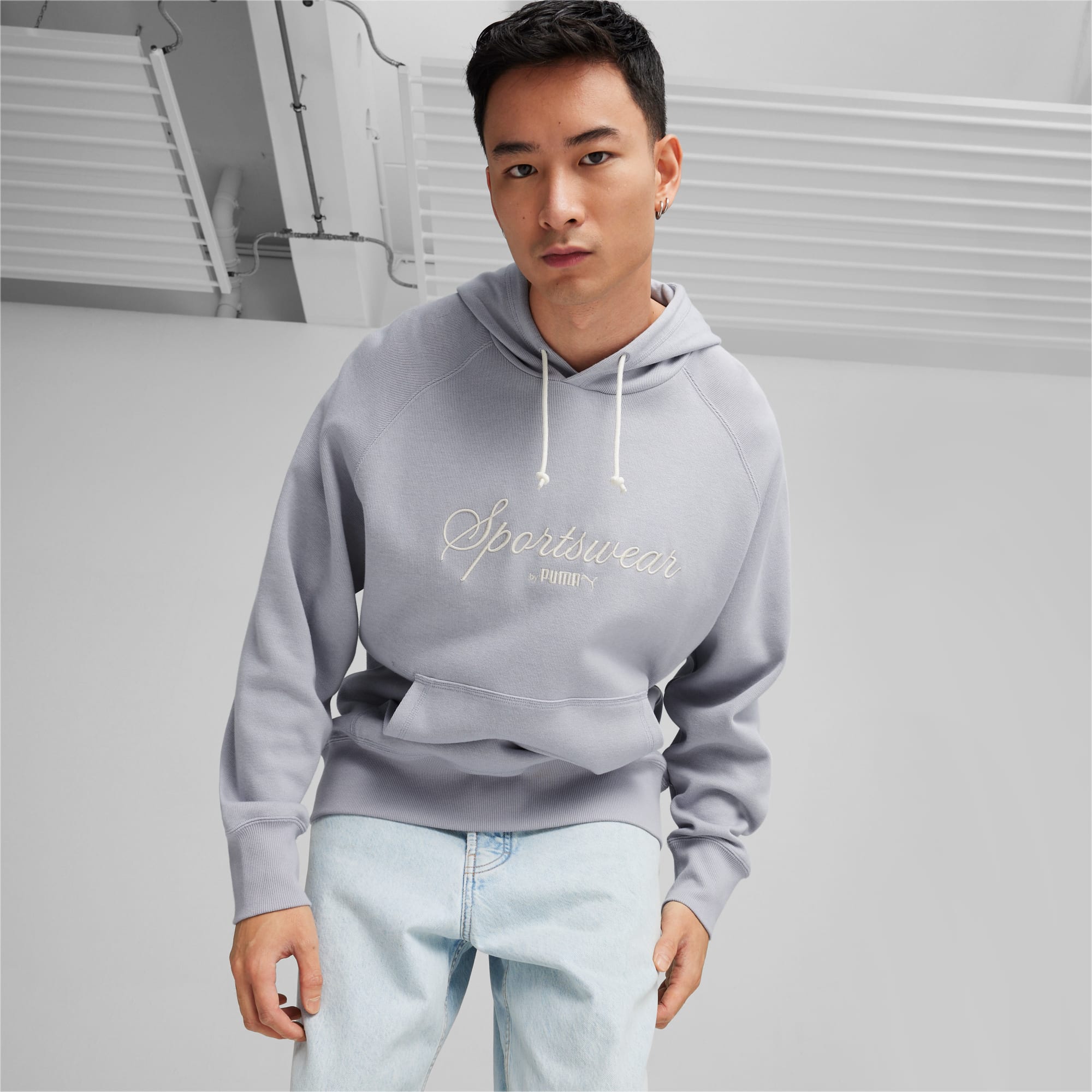 Grey and white puma hoodie outlet